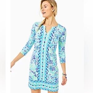 Lilly Pulitzer UPS 50+ Nadine dress in blue Ibiza open water
Size large